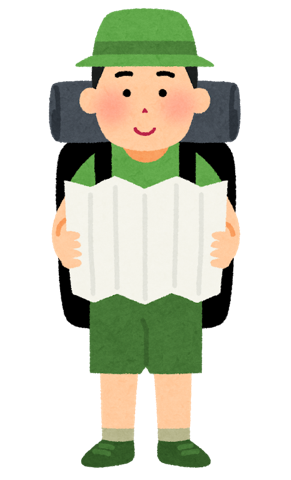 リュックを背負った旅行者のイラスト